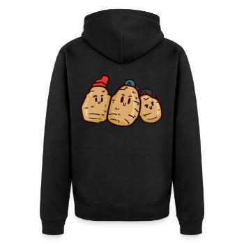 Potatoes in the Hood , Kartoffel in the Hood - Unisex Premium Bio Zip Hoodie - Schwarz - Hinten - Nico (187cm)