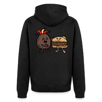 Burger friends - Unisex Premium Bio Zip Hoodie - Schwarz - Hinten - Nico (187cm)