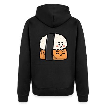 Sushi's Love, Cute - Unisex Premium Organic Zip Hoodie - black - Back - Nico (187cm)