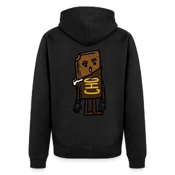 Chocolate Bite , Schokolade - Unisex Premium Bio Zip Hoodie - Schwarz - Hinten - Nico (187cm)