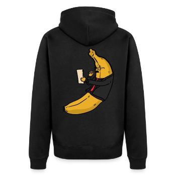Manager banane, banane en costume - Veste à capuche bio Premium Unisexe - noir - Dos - Nico (187cm)