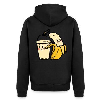 Banana and Shake - Unisex Premium Bio Zip Hoodie - Schwarz - Hinten - Nico (187cm)