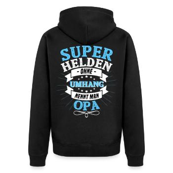 Superheroes without a cloak are called Grandpa - Unisex Premium Organic Zip Hoodie - black - Back - Nico (187cm)