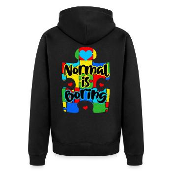 Autism - Unisex Premium Organic Zip Hoodie - black - Back - Nico (187cm)