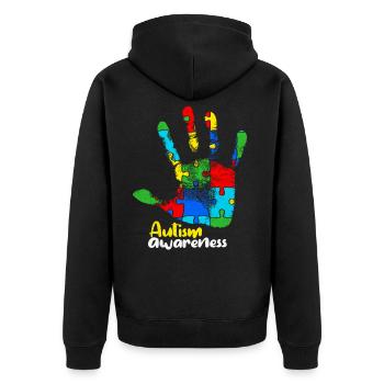 Autism - Unisex Premium Organic Zip Hoodie - black - Back - Nico (187cm)