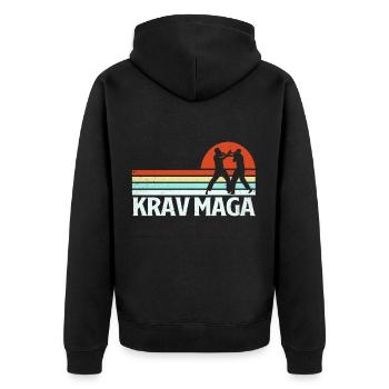 Krav Maga - Unisex Premium Bio Zip Hoodie - Schwarz - Hinten - Nico (187cm)