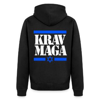 Krav Maga - Unisex Premium Bio Zip Hoodie - Schwarz - Hinten - Nico (187cm)