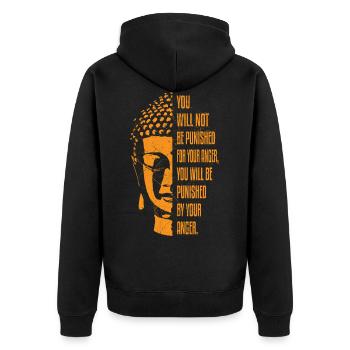 Bouddha quota about Anger - Veste à capuche bio Premium Unisexe - noir - Dos - Nico (187cm)