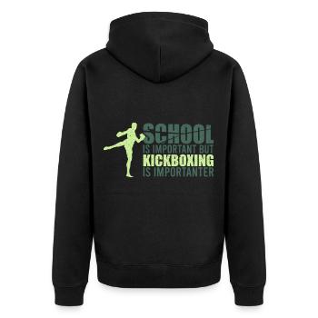 Kick Boxing is an importante - Unisex Premium Organic Zip Hoodie - black - Back - Nico (187cm)