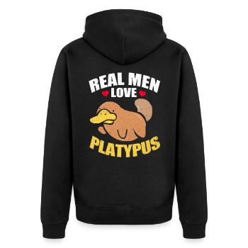 Platypus - Unisex Premium Organic Zip Hoodie - black - Back - Nico (187cm)