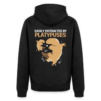 Platypus Platypus Australia Backpacker Duck - Unisex Premium Organic Zip Hoodie - black - Back - Nico (187cm)