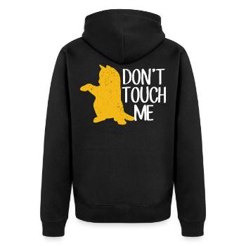 Don't touch me Katze Kätzchen - Unisex Premium Bio Zip Hoodie - Schwarz - Hinten - Nico (187cm)