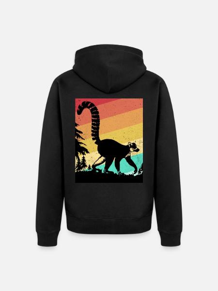 Lemur - Unisex Premium Organic Zip Hoodie - black