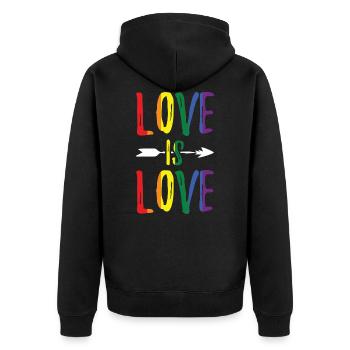LGBT L’amour est le symbole de l’amour - Veste à capuche bio Premium Unisexe - noir - Dos - Nico (187cm)