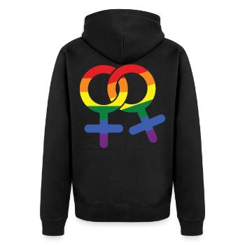 LGBT Lesbian Female Gift Symbol - Unisex Premium Organic Zip Hoodie - black - Back - Nico (187cm)