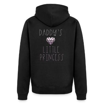 Papas kleine Prinzessin Herz Tochter Geschenk - Unisex Premium Bio Zip Hoodie - Schwarz - Hinten - Nico (187cm)
