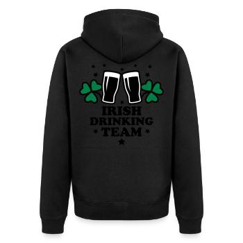 Irish Drinking team member seamróg seamair - Unisex Premium Bio Zip Hoodie - Schwarz - Hinten - Nico (187cm)