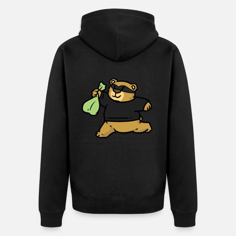 Robber Bear Robber Bär - Unisex Premium Bio Zip Hoodie - Schwarz