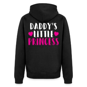 Papas kleine Prinzessin Herz Tochter Geschenk - Unisex Premium Bio Zip Hoodie - Schwarz - Hinten - Nico (187cm)