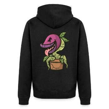 Monster Pflanze , Monster Plant - Unisex Premium Bio Zip Hoodie - Schwarz - Hinten - Nico (187cm)