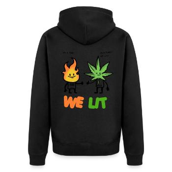 We Lit We Lit Weed - Unisex Premium Organic Zip Hoodie - black - Back - Nico (187cm)
