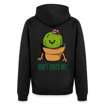 Don't Touch Me Rühr mich nicht an - Unisex Premium Bio Zip Hoodie - Schwarz - Hinten - Nico (187cm)