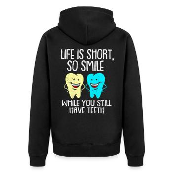 Zahnärztin - Unisex Premium Bio Zip Hoodie - Schwarz - Hinten - Nico (187cm)