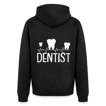 Zahnärztin - Unisex Premium Bio Zip Hoodie - Schwarz - Hinten - Nico (187cm)