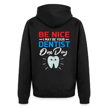 Zahnärztin - Unisex Premium Bio Zip Hoodie - Schwarz - Hinten - Nico (187cm)