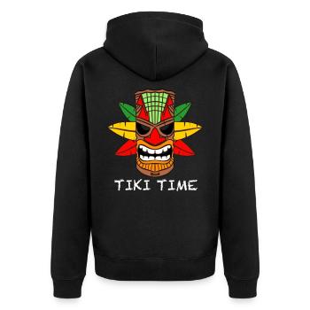 tiki statue Great tiki head design hawaii tiki mas - Unisex Premium Organic Zip Hoodie - black - Back - Nico (187cm)