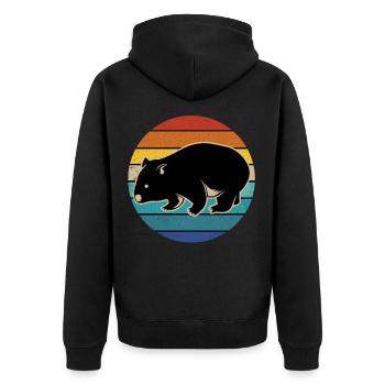Wombat - Unisex Premium Bio Zip Hoodie - Schwarz - Hinten - Nico (187cm)