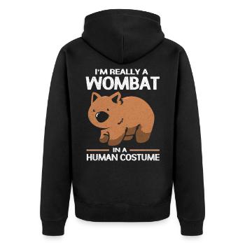 Wombat - Unisex Premium Bio Zip Hoodie - Schwarz - Hinten - Nico (187cm)
