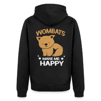 Wombat - Unisex Premium Bio Zip Hoodie - Schwarz - Hinten - Nico (187cm)