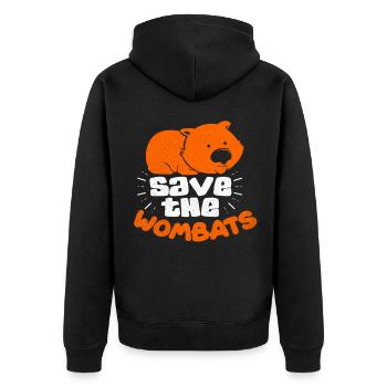 Wombat - Unisex Premium Bio Zip Hoodie - Schwarz - Hinten - Nico (187cm)