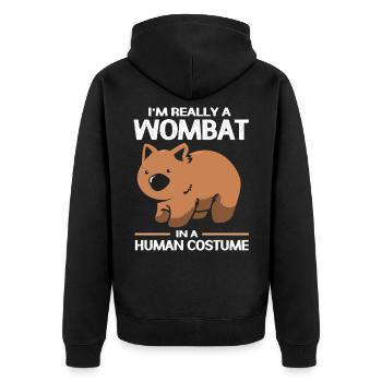 Wombat Australien Beuteltier Geschenk Retro - Unisex Premium Bio Zip Hoodie - Schwarz - Hinten - Nico (187cm)
