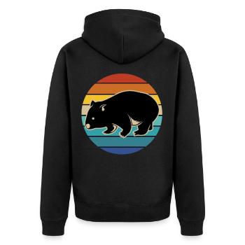 Wombat Australien Beuteltier Geschenk Retro - Unisex Premium Bio Zip Hoodie - Schwarz - Hinten - Nico (187cm)