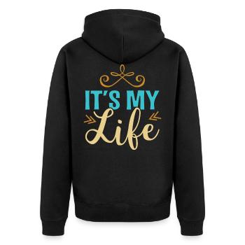 C’est ma vie - Veste à capuche bio Premium Unisexe - noir - Dos - Nico (187cm)