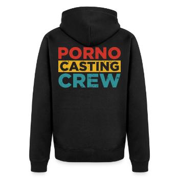 Porno Darsteller Casting - Unisex Premium Bio Zip Hoodie - Schwarz - Hinten - Nico (187cm)