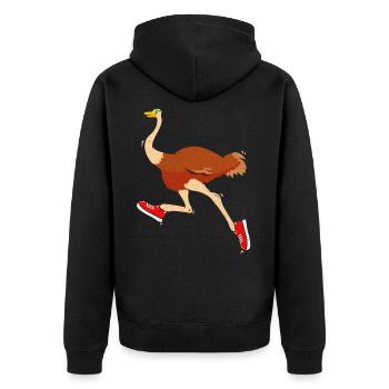 Strauß - Unisex Premium Bio Zip Hoodie - Schwarz - Hinten - Nico (187cm)