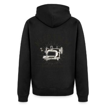 Crochet handmade wool sewing knitting fabric needle - Unisex Premium Organic Zip Hoodie - black - Back - Nico (187cm)