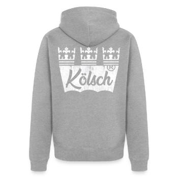 Orijinal Kölsch - Unisex Premium Bio Zip Hoodie - Grau meliert - Hinten - Nico (187cm)