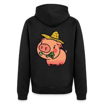 Filipino Veganer Schwein Filipino Vegan Pig - Unisex Premium Bio Zip Hoodie - Schwarz - Hinten - Nico (187cm)