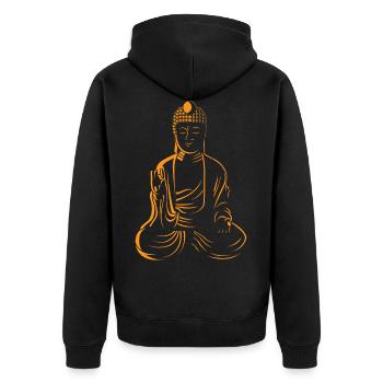 Buddha Vitarka Mudra Buddha Vitarka MudraMudra - Unisex Premium Bio Zip Hoodie - Schwarz - Hinten - Nico (187cm)