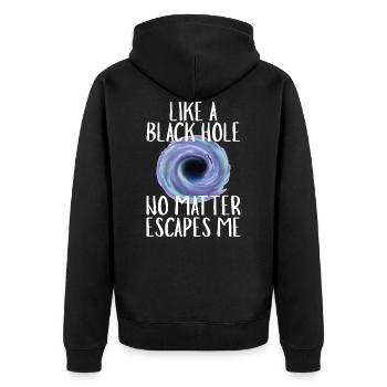 Trou noir Rien ne s’échappe - Veste à capuche bio Premium Unisexe - noir - Dos - Nico (187cm)