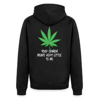 Marijuana Votre avis ne m’intéresse pas - Veste à capuche bio Premium Unisexe - noir - Dos - Nico (187cm)