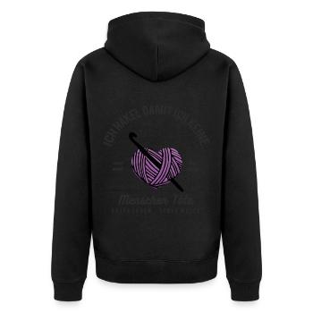 Crochet Handmade Wool Sewing Knitting Fabric Needle - Unisex Premium Organic Zip Hoodie - black - Back - Nico (187cm)