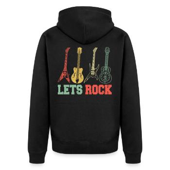 Gitarren Rock Rock n Roll Band Konzert Retro - Unisex Premium Bio Zip Hoodie - Schwarz - Hinten - Nico (187cm)