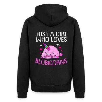 Blobfish - Unisex Premium Organic Zip Hoodie - black - Back - Nico (187cm)