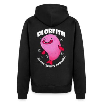 Blobfish - Unisex Premium Organic Zip Hoodie - black - Back - Nico (187cm)