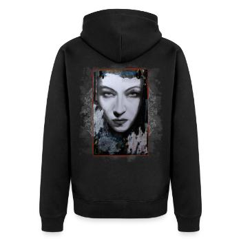 Geister: Whitby | gotisch - Unisex Premium Bio Zip Hoodie - Schwarz - Hinten - Nico (187cm)
